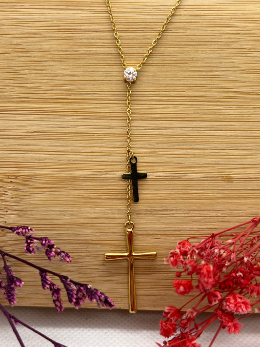 Collier double croix